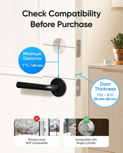 Smart Lock C220 - Keyless Fingerprint Entry with Wi-Fi & App Control, 8-Month Battery, IP53 Waterproof, BHMA Grade 3 Security
