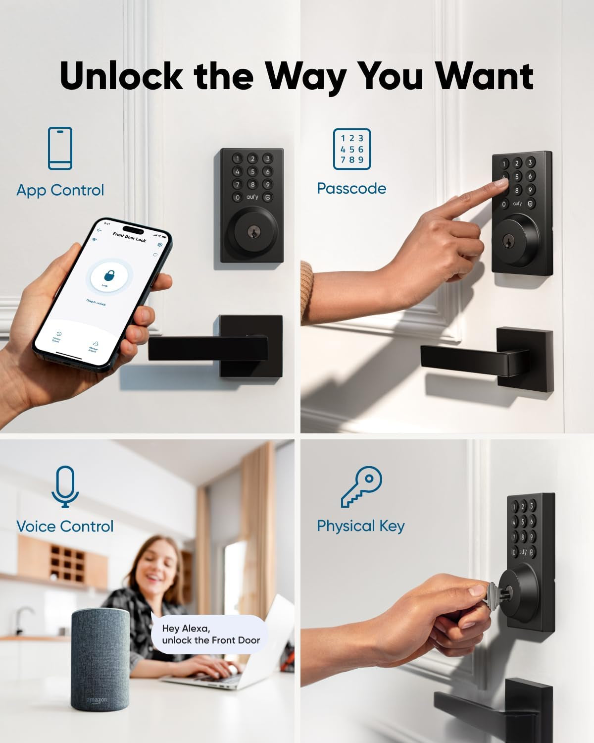 Smart Lock C30 - Keyless Entry Deadbolt with Built-In WiFi, Easy Installation & App Control, BHMA Grade 3 Security