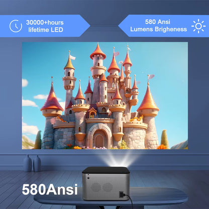 Android 11 4K Smart Projector with 580 ANSI Lumens, 1920x1080P Full HD, Wi-Fi 6, Bluetooth 5.0, Allwinner H713, Voice Control for Home Cinema Theater
