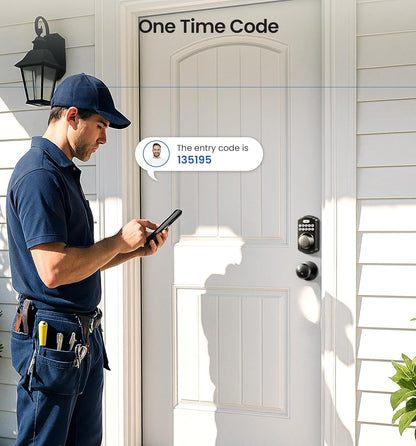 Smart Keyless Entry Door Lock Set - Electronic Backlit Keypad Deadbolt with 2 Knobs, Auto Lock, One-Time Codes & Easy Installation in Matte Black