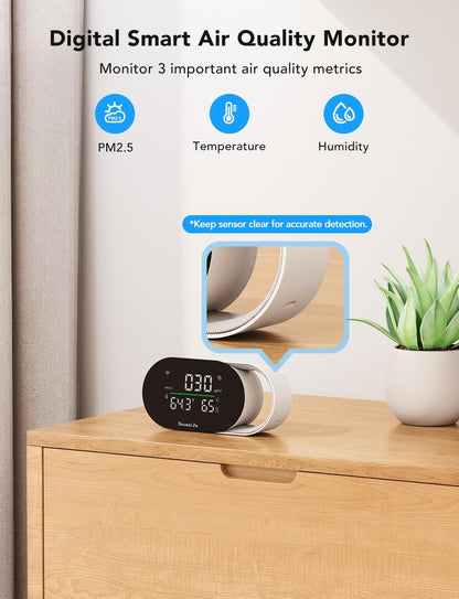 Advanced Smart Air Quality Monitor with PM2.5, Wi-Fi Connectivity, Temperature and Humidity Sensors, LED Display, 2-Second Refresh Rate, and 2-Year Data Storage for Home and Office Use