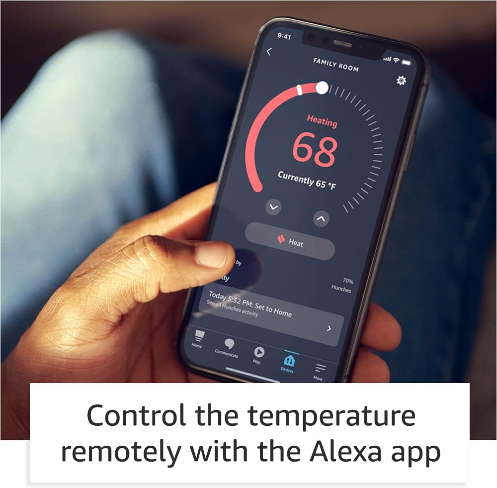 Smart Thermostat for Energy Efficiency - Compatible with Alexa and Ring - C-Wire Required