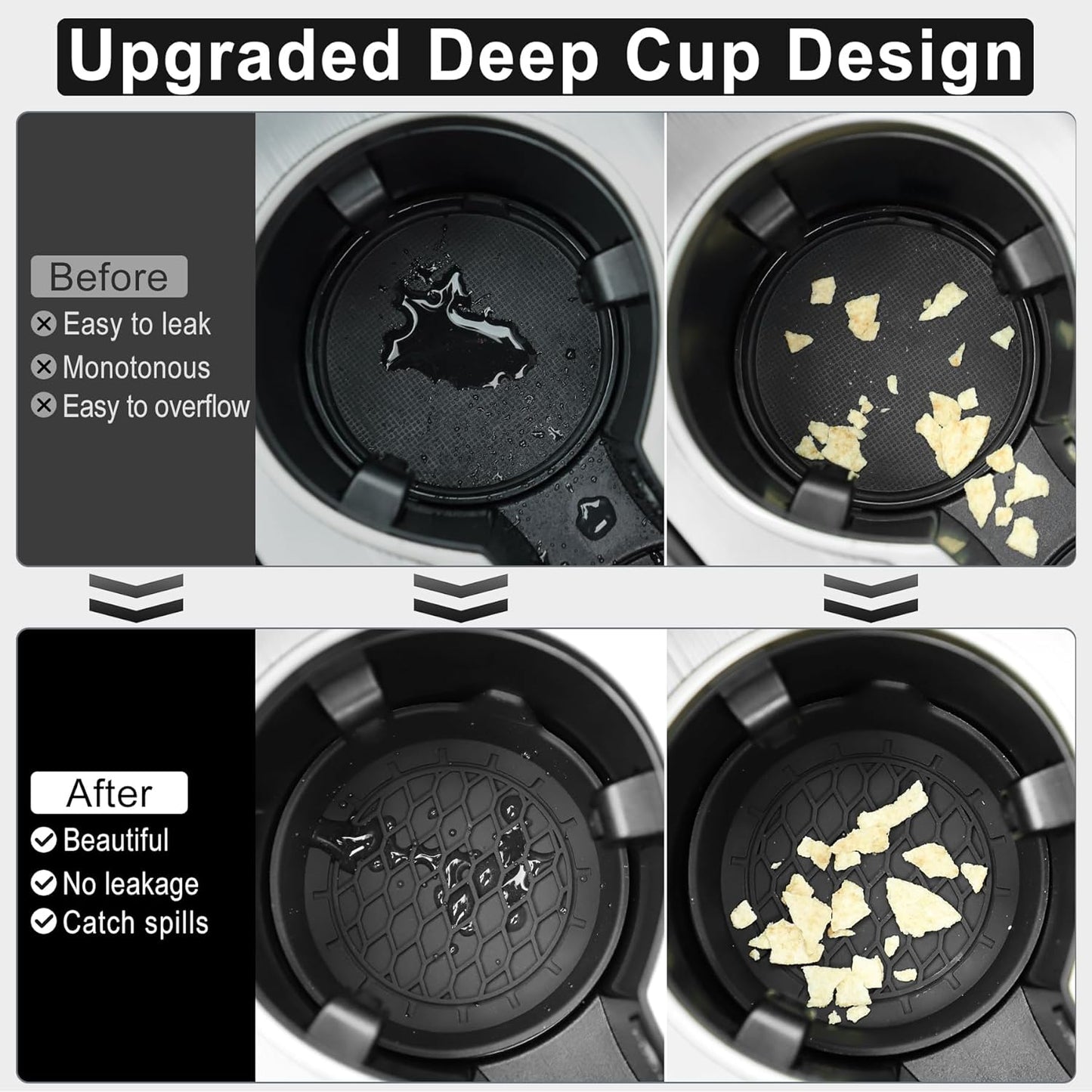 Universal Non-Slip Silicone Car Cup Holder Coasters - 4 Pack Black Interior Accessories for Men and Women