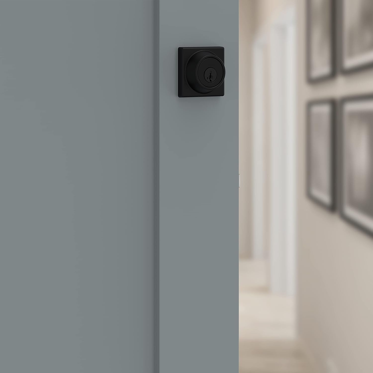 Contemporary Matte Black Deadbolt Lock - Keyed Front Entry, Pick Resistant Smartkey Security, Single Cylinder Design