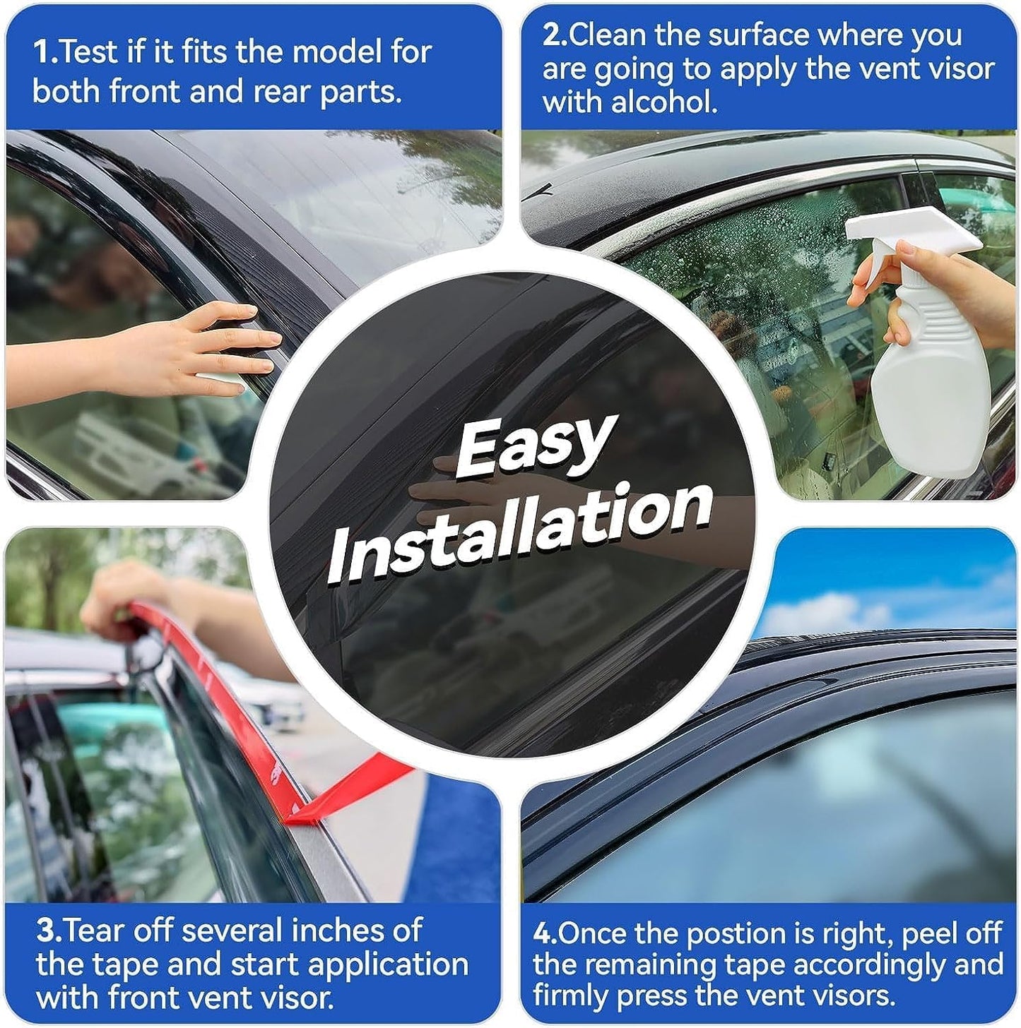 Premium Window Visors Rain Guards for 2015-2025 Ford F150 Supercrew - Out-Channel Sun & Rain Shades Vent Deflectors for F-150 Raptor, F250, F350, F450, F550 Super Duty Crew Cab