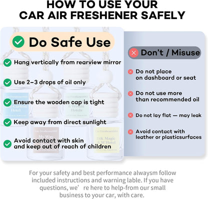 Long-Lasting Mahogany Teakwood Car Air Freshener - 2 Pack Essential Oil Diffuser, Cute Car Accessories Made in USA, Perfect for Women!