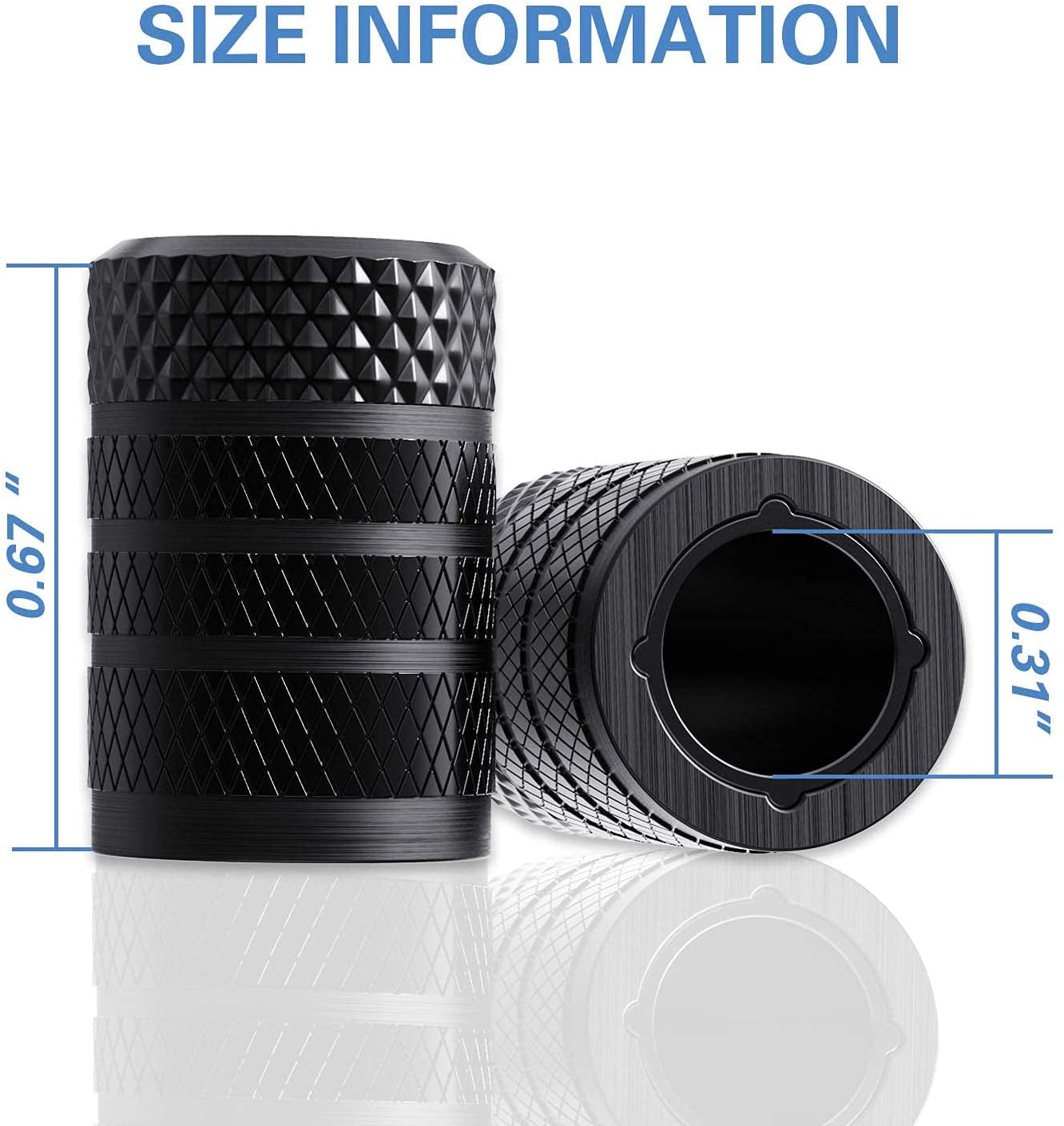 Premium Black Anodized Aluminum Tire Valve Stem Caps - 4 Pack, Corrosion Resistant Universal Covers for Cars, Trucks, Motorcycles, SUVs, and Bikes