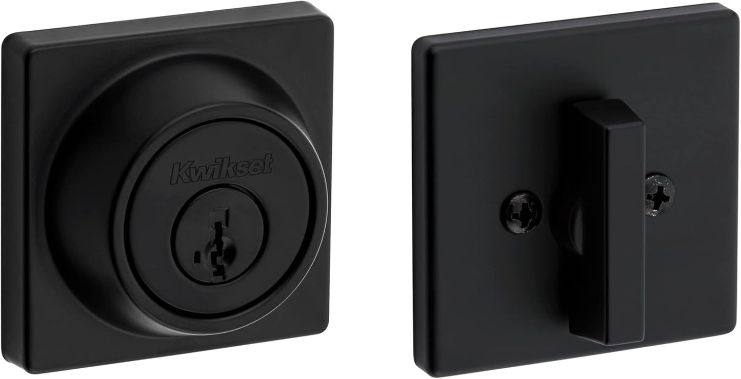 Contemporary Matte Black Deadbolt Lock - Keyed Front Entry, Pick Resistant Smartkey Security, Single Cylinder Design