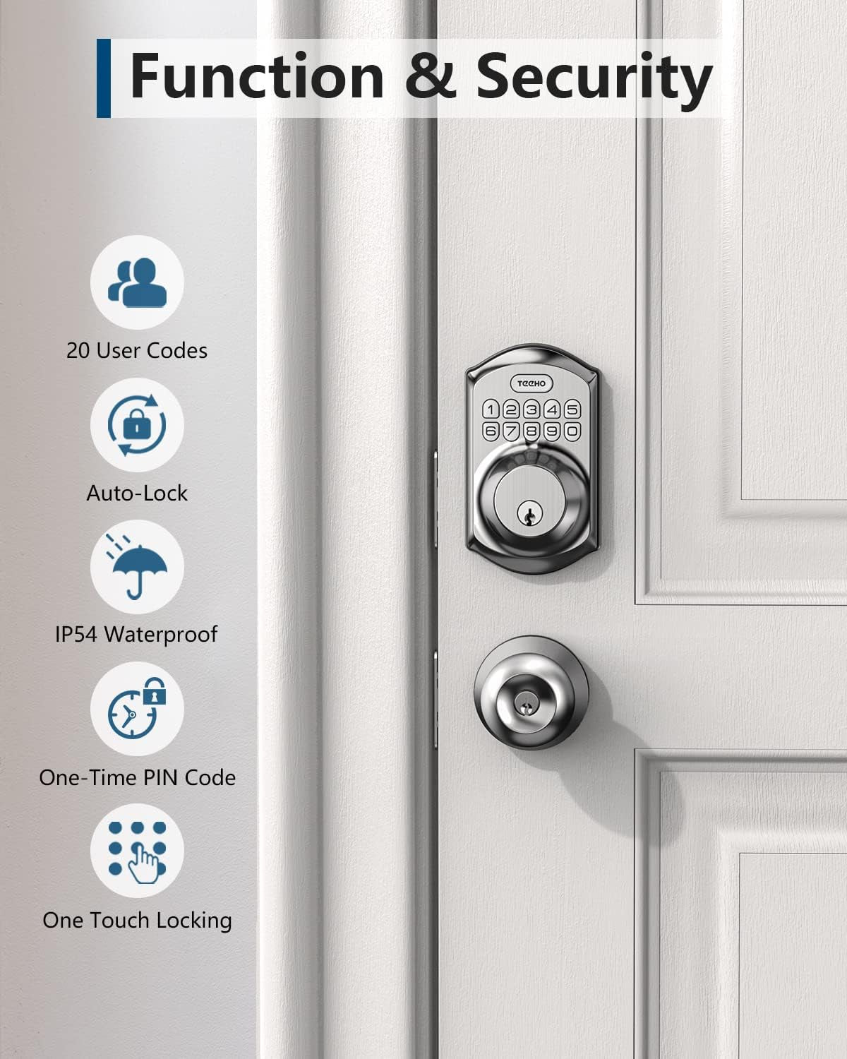 Smart Keyless Entry Door Lock with Keypad - Satin Nickel Deadbolt with Auto Lock & Easy Installation - Includes 2 Keys