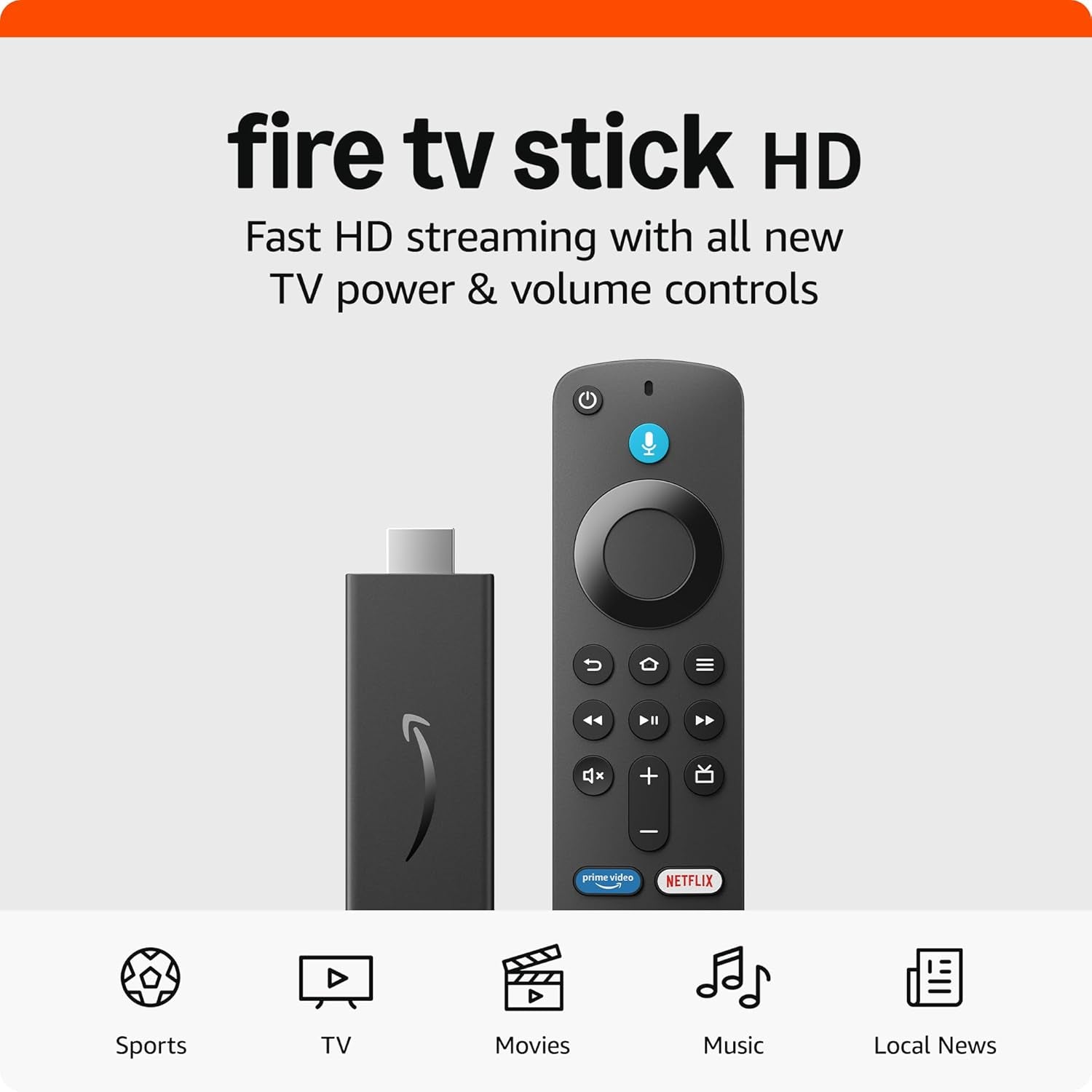Fire TV Stick HD (Latest Model) with Free Live TV, Alexa Voice Remote, Smart Home Integration, and HD Streaming