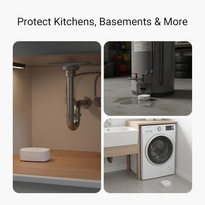 Water Leak Detection Starter Kit: Hub with 4 Leak Sensors, 105 dB Siren, Long-Range Lora Technology, App/SMS/Email Alerts, D2D Offline Capability, 2 AAA Batteries for Up to 5 Years, Compatible with Alexa, IFTTT, and Home Assistant