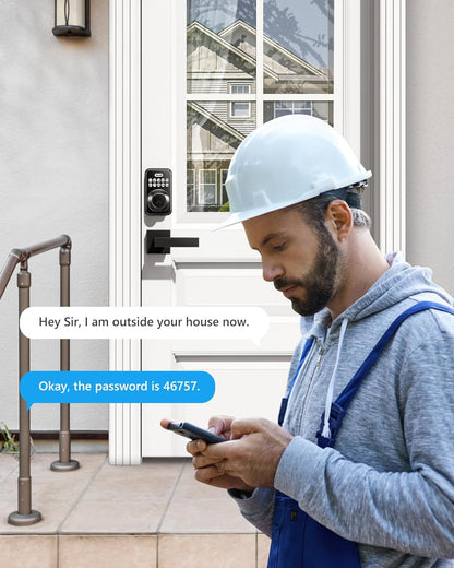 Matte Black Keyless Entry Door Lock Set - Electronic Keypad Deadbolt with Auto-Locking & Anti-Peeping Password, Includes 2 Lever Handles