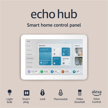 Echo Hub 8-Inch Smart Home Control Panel with Alexa Compatibility for Thousands of Devices