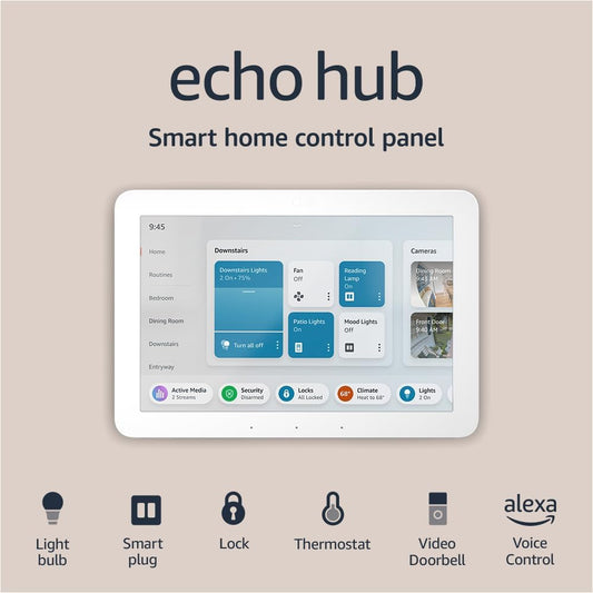 Echo Hub 8-Inch Smart Home Control Panel with Alexa Compatibility for Thousands of Devices