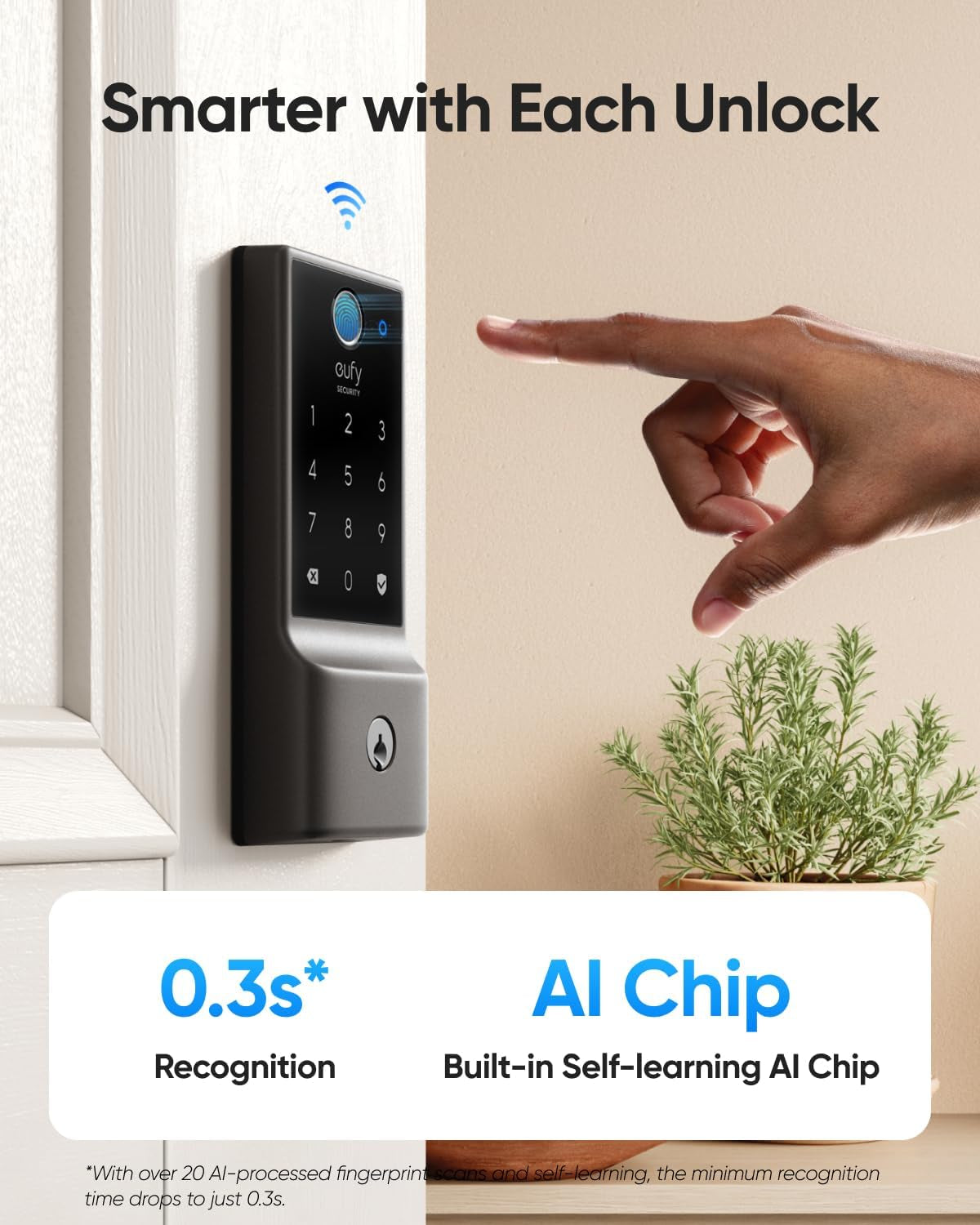 Smart Lock C220 - Keyless Fingerprint Entry with Wi-Fi & App Control, 8-Month Battery, IP53 Waterproof, BHMA Grade 3 Security