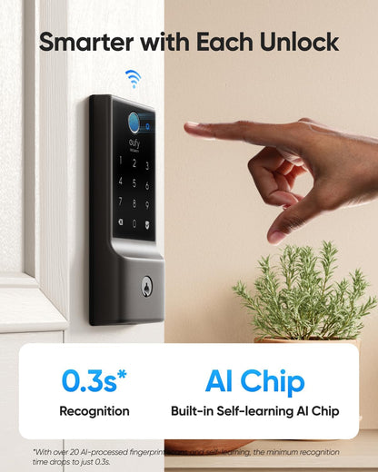 Smart Lock C220 - Keyless Fingerprint Entry with Wi-Fi & App Control, 8-Month Battery, IP53 Waterproof, BHMA Grade 3 Security