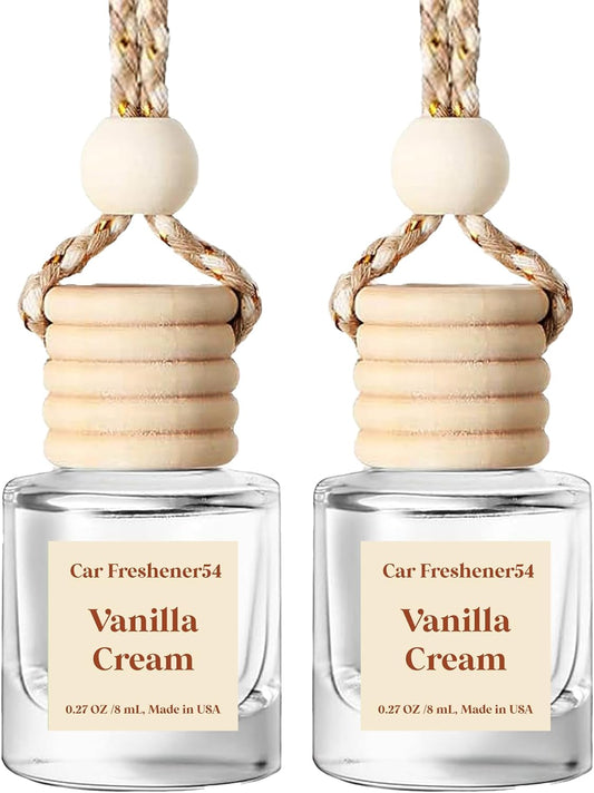 Vanilla Cream Car Air Freshener Diffuser - 2 Pack, Long Lasting 45+ Days, Made in USA