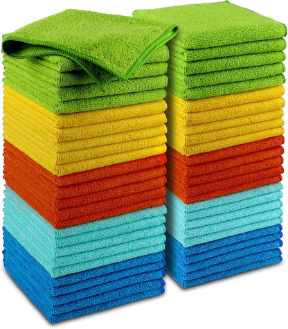 Premium Microfiber Cleaning Cloths - 50 Pack, 12"x12" Absorbent Towels for Cars, Home, Kitchen & Windows - Perfect for Dusting & Cleaning Supplies