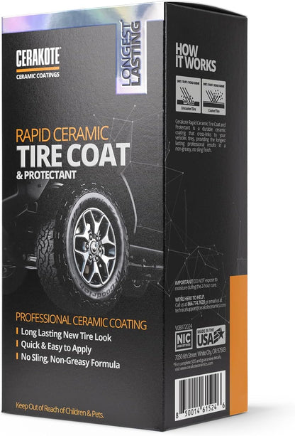 Ultimate Rapid Ceramic Tire Coat – Long-Lasting Deep Black Shine for Cars, Trucks & SUVs – No Sling, Non-Greasy Formula – Easy Application (10Oz)