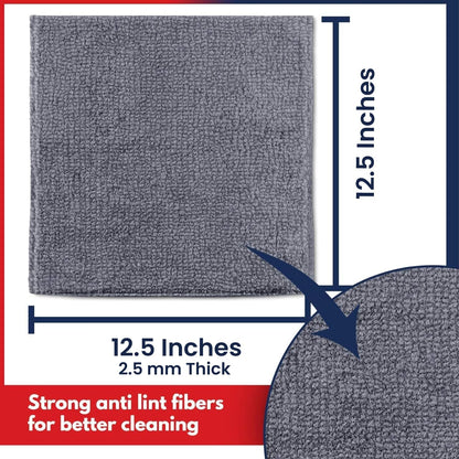 Ultra-Absorbent Microfiber Cleaning Cloths - 12 Pack (12.5" x 12.5") for Streak-Free Shine, 1200 Washes, Perfect for Car Washing and Home Cleaning
