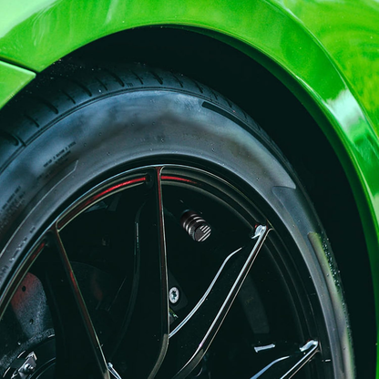 5-Pack American Flag Tire Valve Stem Caps - Metal with Plastic Liner, Corrosion Resistant & Leak-Proof for Cars, Trucks, Motorcycles, and Bikes - Black