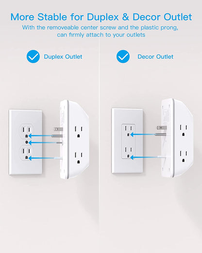 Multi-Functional Outlet Extender with Night Light, USB Wall Charger Surge Protector, and 4 USB Ports (including 1 USB-C) for Home, Office, and Dorm Room - ETL Certified