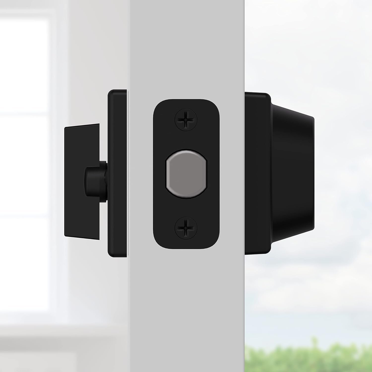 Contemporary Matte Black Deadbolt Lock - Keyed Front Entry, Pick Resistant Smartkey Security, Single Cylinder Design