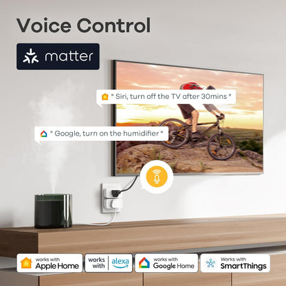 Matter Smart Plug - Compatible with Apple Home, Siri, Alexa, Google Assistant, and SmartThings - 15A/1800W Max - Smart Home Automation with APP Remote Control, Timer & Schedule - 2.4G Wi-Fi Only - Pack of 4