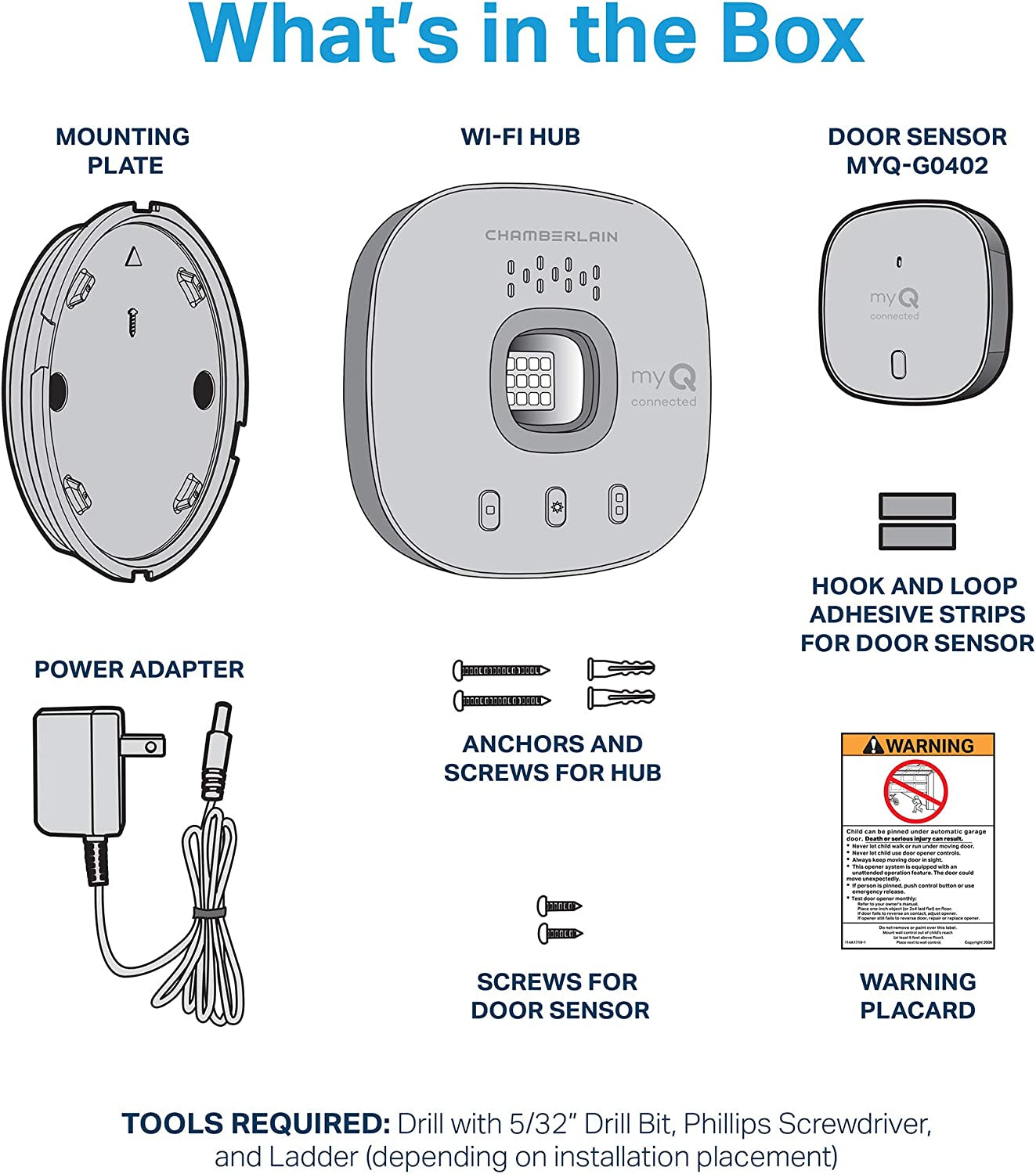 Smart Garage Control System - Wireless Hub and Sensor with Wi-Fi and Bluetooth Connectivity - Smartphone Operated, Model Myq-G0401-Es, White