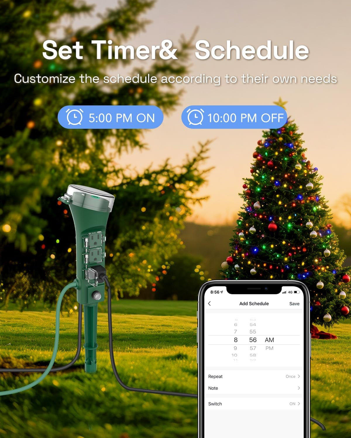 Ultimate Outdoor Smart Plug - Waterproof WiFi Outlet Timer with 6 Grounded Outlets, Remote & Voice Control, Compatible with Alexa & Google Assistant, No Hub Needed