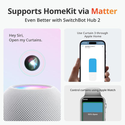 Smart Automatic Curtain Opener with Bluetooth Remote Control, App/Timer Functionality, Enhanced Motor Performance, and Compatibility with Alexa, Google Home, and HomeKit