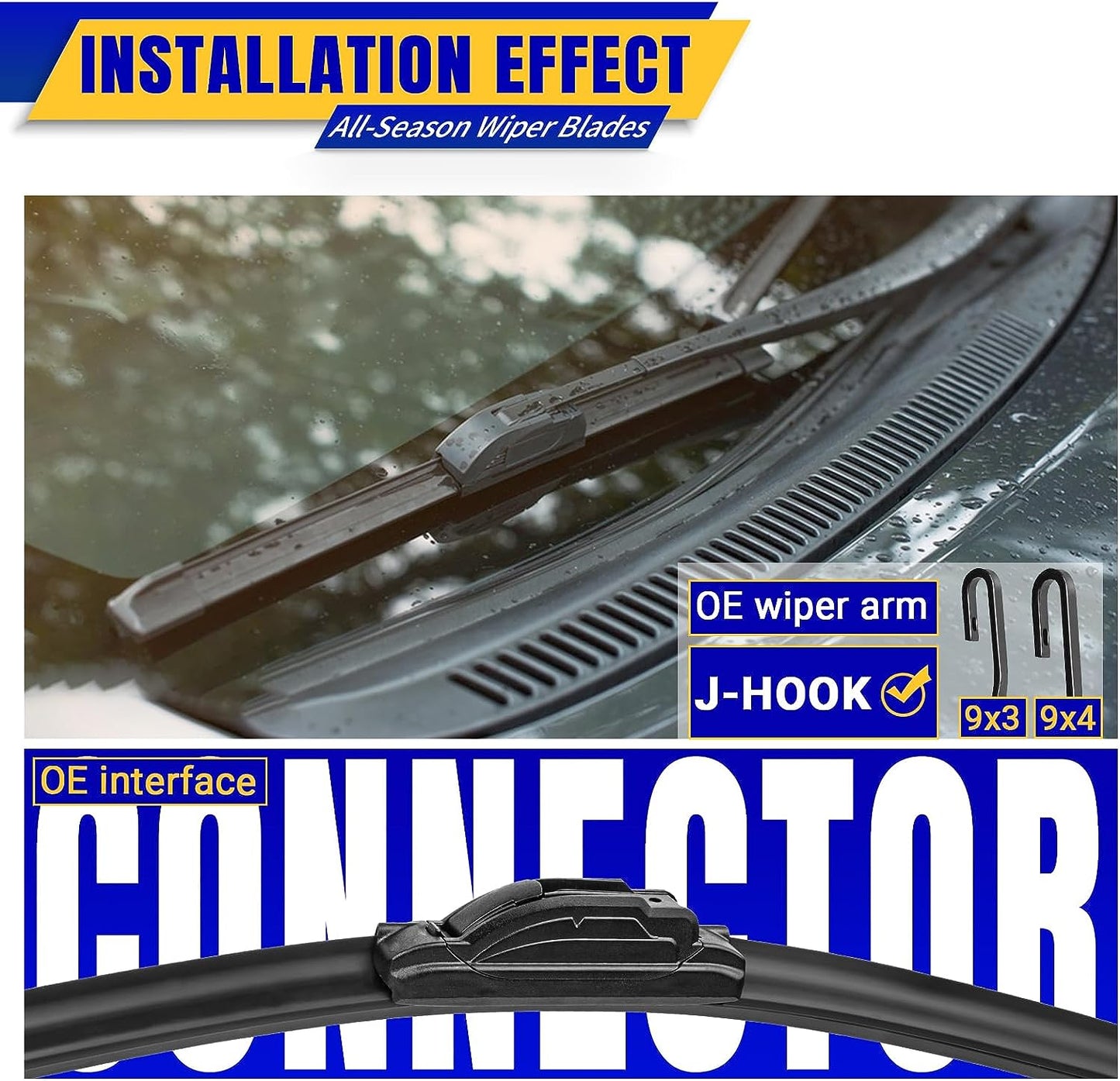 Premium Wiper Blade Replacement Set for 2005-2022 Honda Odyssey - 3 Original Equipment Blades (26"/22"/16") with U/J Hook
