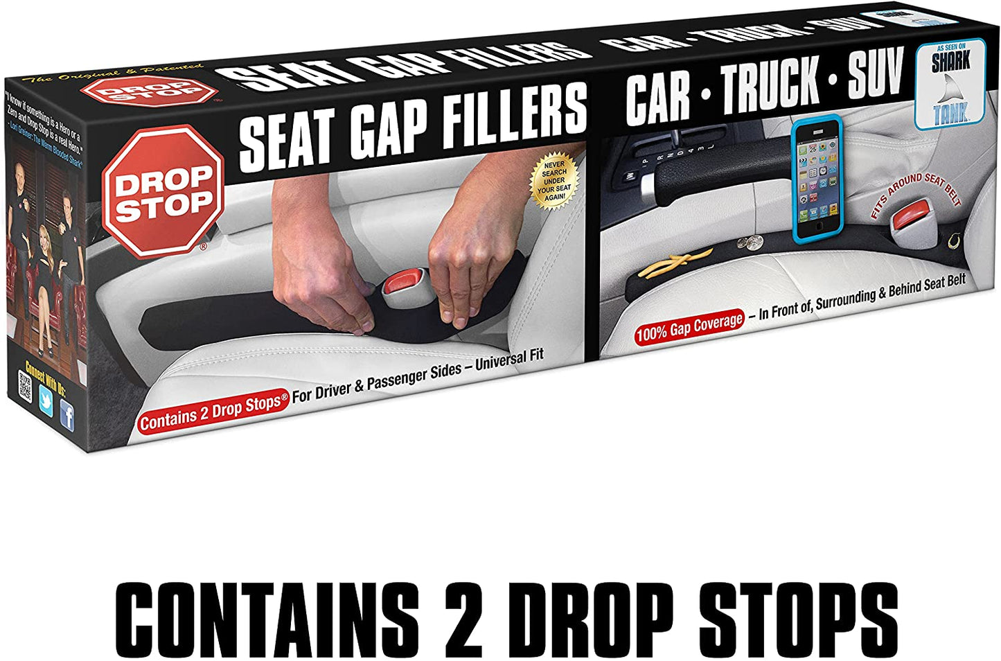 Original Patented Car Seat Gap Filler - As Seen on Shark Tank! Set of 2 Console Organizers with Slide-Free Pad and Light