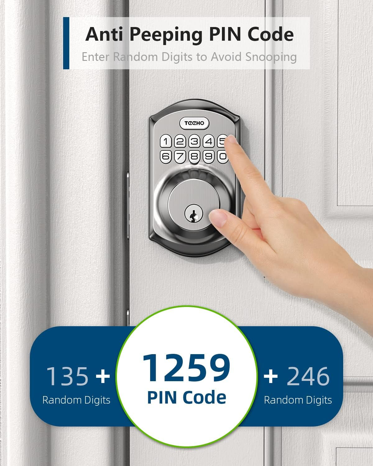 Smart Keyless Entry Door Lock with Keypad - Satin Nickel Deadbolt with Auto Lock & Easy Installation - Includes 2 Keys
