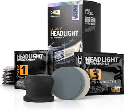 Revive Your Headlights with the ® Ceramic Headlight Restoration Kit – Lasts for Life, No Power Tools Needed, 10 Wipe Kit for Like-New Clarity!