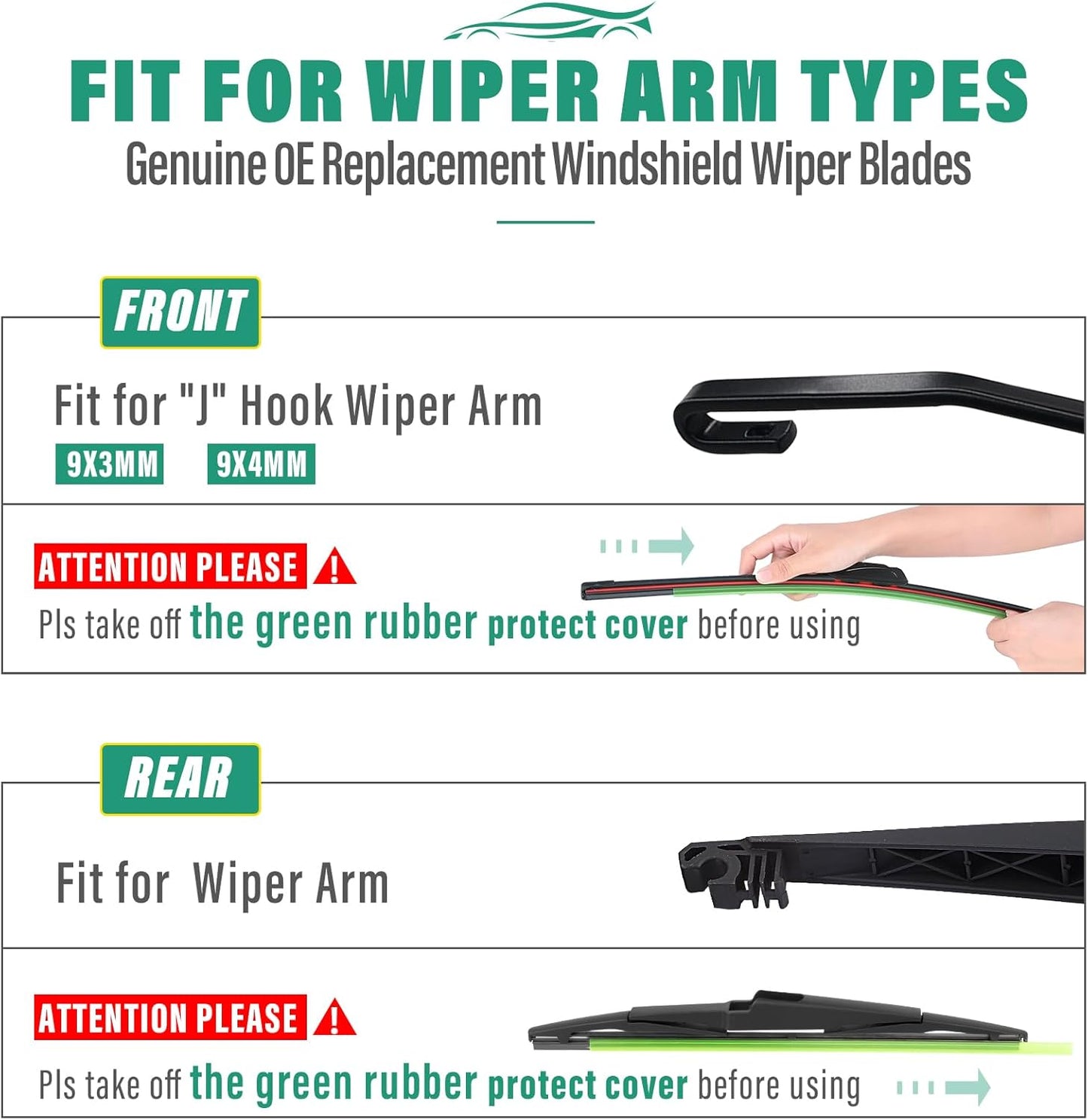 Premium All-Weather Windshield Wiper Blades Set for Kia Telluride 2020-2025 - 26" 18" 13" OEM Quality Replacement (Pack of 3)