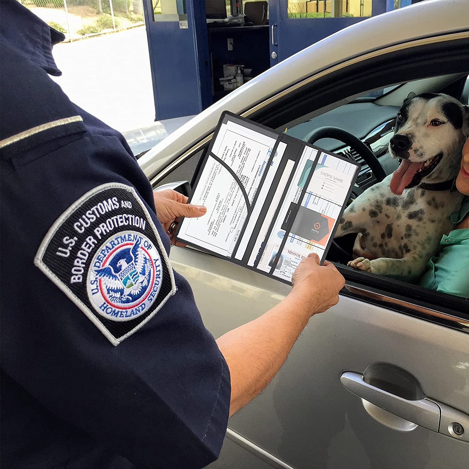 Premium Magnetic Car Registration & Insurance Card Holder - Stylish Glove Box Organizer for Documents, Cards, and License (Black)