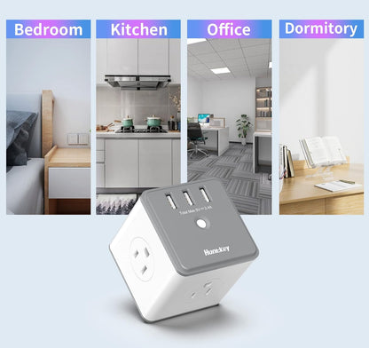 Multi-Outlet Wall Adapter with USB Charging Ports - 4 AC Outlets and 3 USB Ports for Home, Office, and Travel