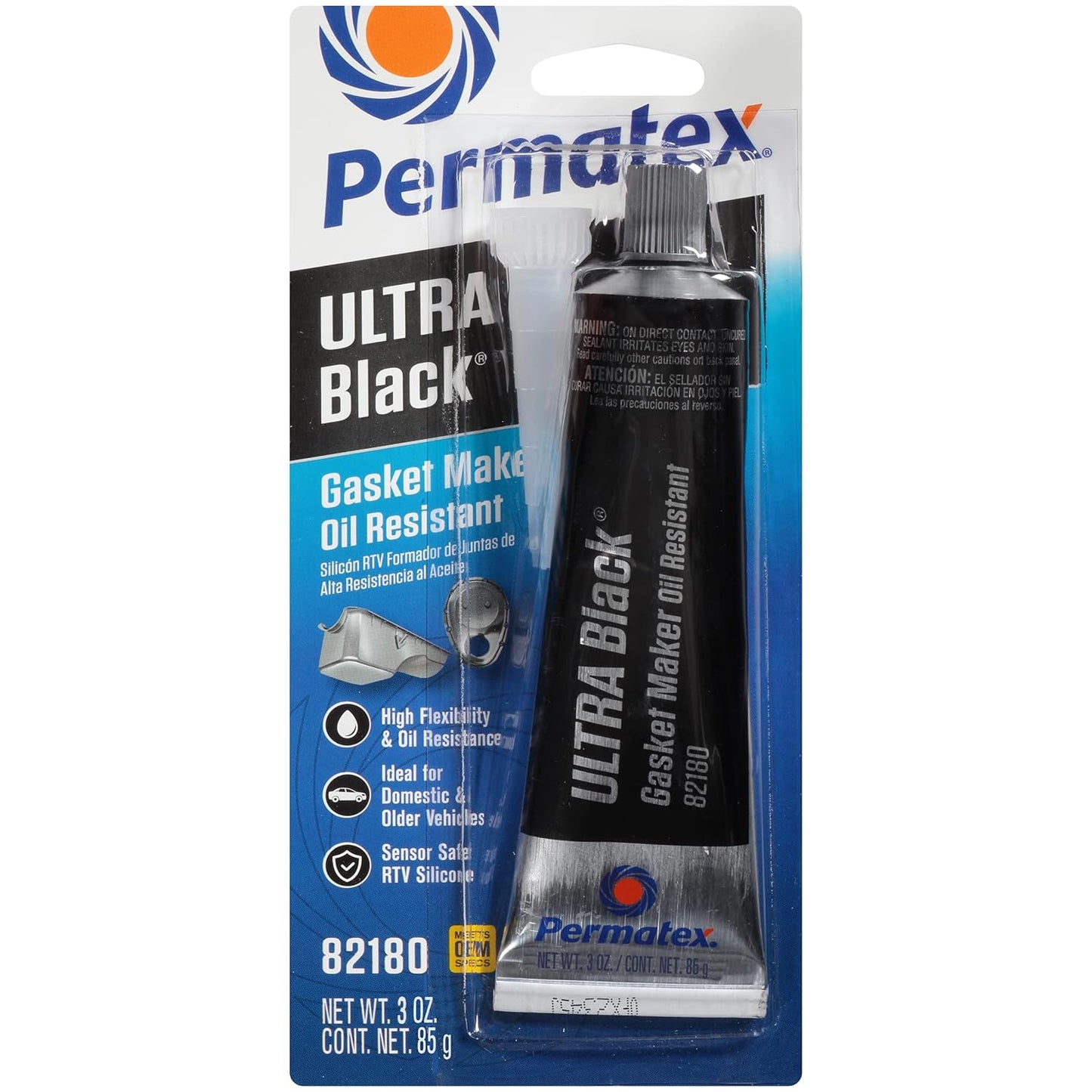 Ultra Black RTV Silicone Gasket Maker - Maximum Oil Resistance, Sensor Safe, Non-Corrosive, 3 Oz for High Flex Applications
