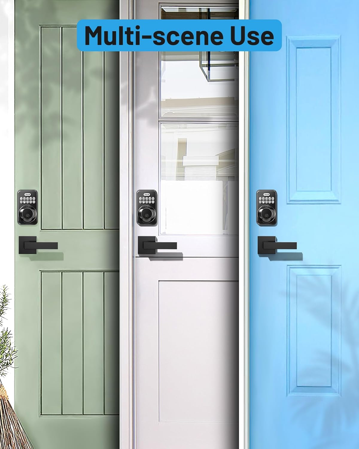 Matte Black Keyless Entry Door Lock Set - Electronic Keypad Deadbolt with Auto-Locking & Anti-Peeping Password, Includes 2 Lever Handles