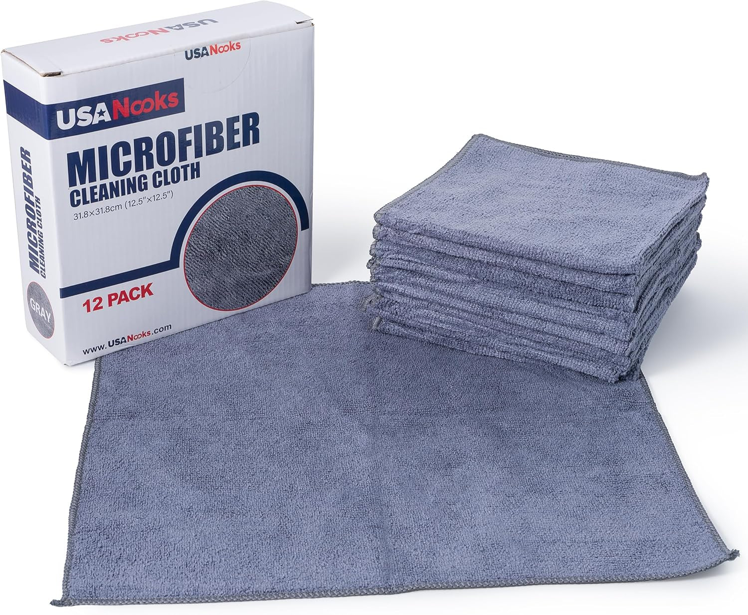 Ultra-Absorbent Microfiber Cleaning Cloths - 12 Pack (12.5" x 12.5") for Streak-Free Shine, 1200 Washes, Perfect for Car Washing and Home Cleaning