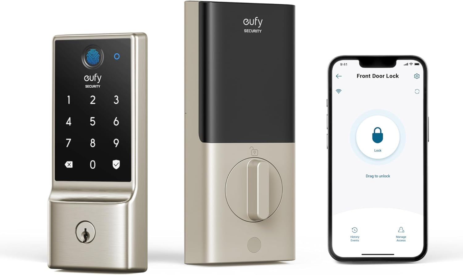 Smart Lock C220 - Keyless Fingerprint Entry with Wi-Fi & App Control, 8-Month Battery, IP53 Waterproof, BHMA Grade 3 Security