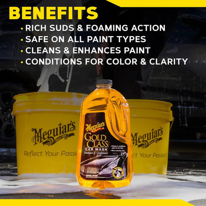 Gold Class Car Wash - Achieve Professional Shine with Foam Cannon or Bucket Wash - 64 Oz, Safe for All Paint Types