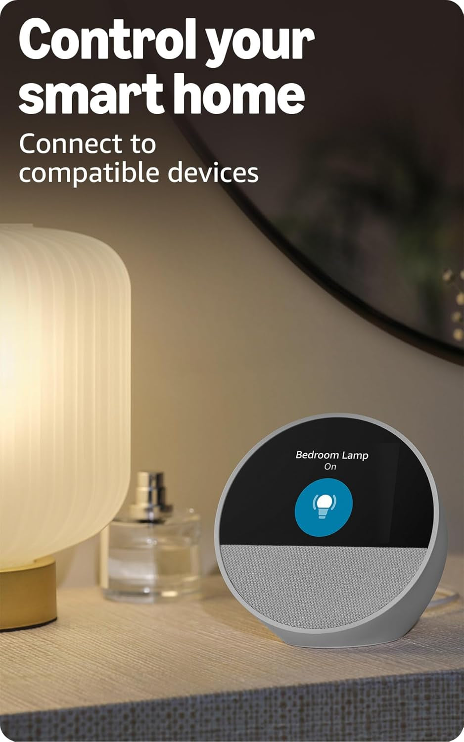 Echo Spot Smart Alarm Clock with Alexa - Ideal for Nightstands, Offices, and Kitchens, Black