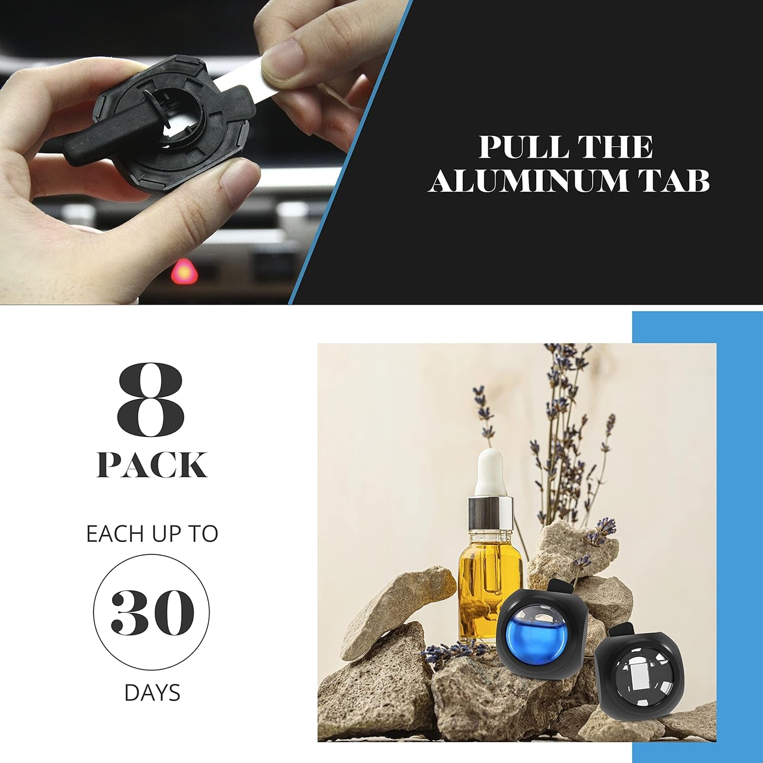 Ultimate Car Air Freshener Vent Clips - 8 Pack with 6 Ocean & 2 New Car Scents, Lasts Up to 240 Days, Perfect Odor Eliminator for Men & Women