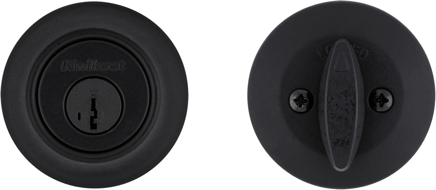 Contemporary Matte Black Deadbolt Lock - Keyed Front Entry, Pick Resistant Smartkey Security, Single Cylinder Design
