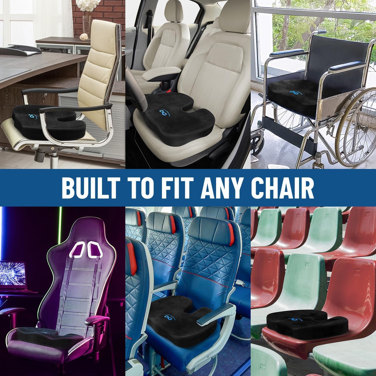 Ultimate Comfort Memory Foam Seat Cushion - Ergonomic Relief for Tailbone Pain, Sciatica & Back Support for Office Chairs & Car Seats