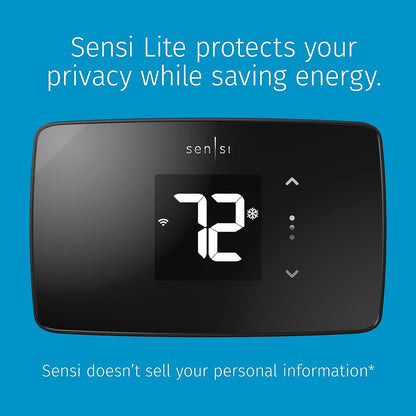Sensi Lite Smart Thermostat - Programmable Wi-Fi Control, Data Privacy Features, Alexa Compatible, Energy Star Certified, Easy DIY Installation, Compatible with Most Systems (C-Wire Not Required for Heat/Cool Only and Heat Pump Systems)