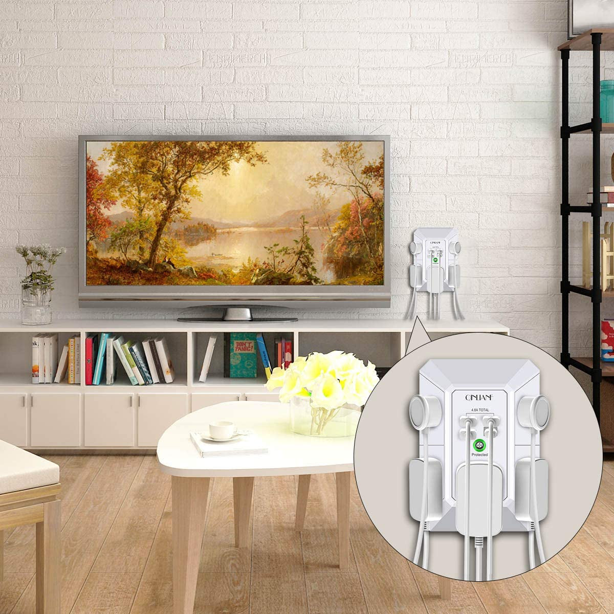 5-Outlet Wall Charger and Surge Protector with 4 USB Charging Ports (4.8A Total) - 3-Sided Power Strip Multi-Plug Adapter for Home, Travel, and Office (Model 3U1C)