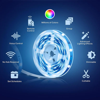 16.4Ft Smart LED Light Strip with WiFi Connectivity, Compatible with Alexa, Google Home, and SmartThings, 16 Million Colors, High Brightness, Adjustable Length, Up to 25,000 Hours (KL400L5)